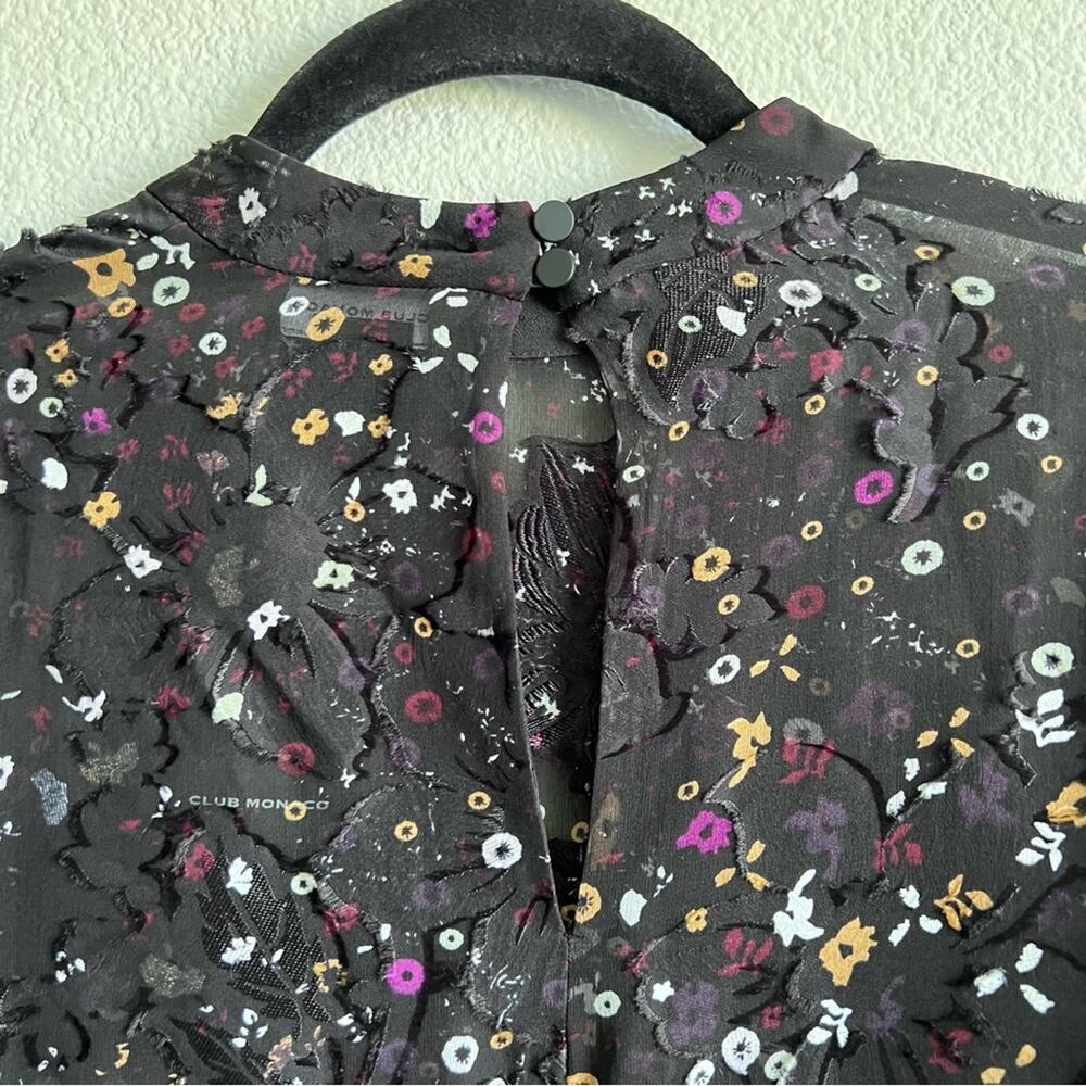 NWT Club Monaco Silk Blend Sheer Floral Print Blouse - Picture 3 of 8